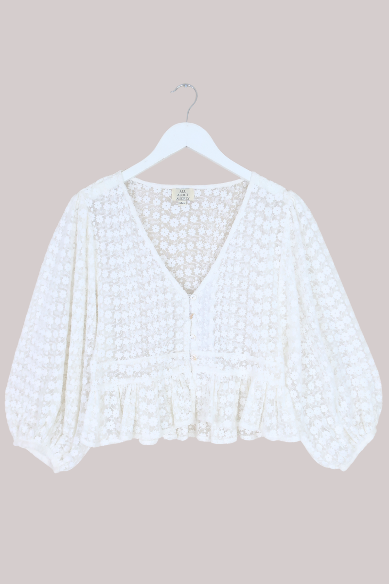 Catherine Lace Blouse in Diary White