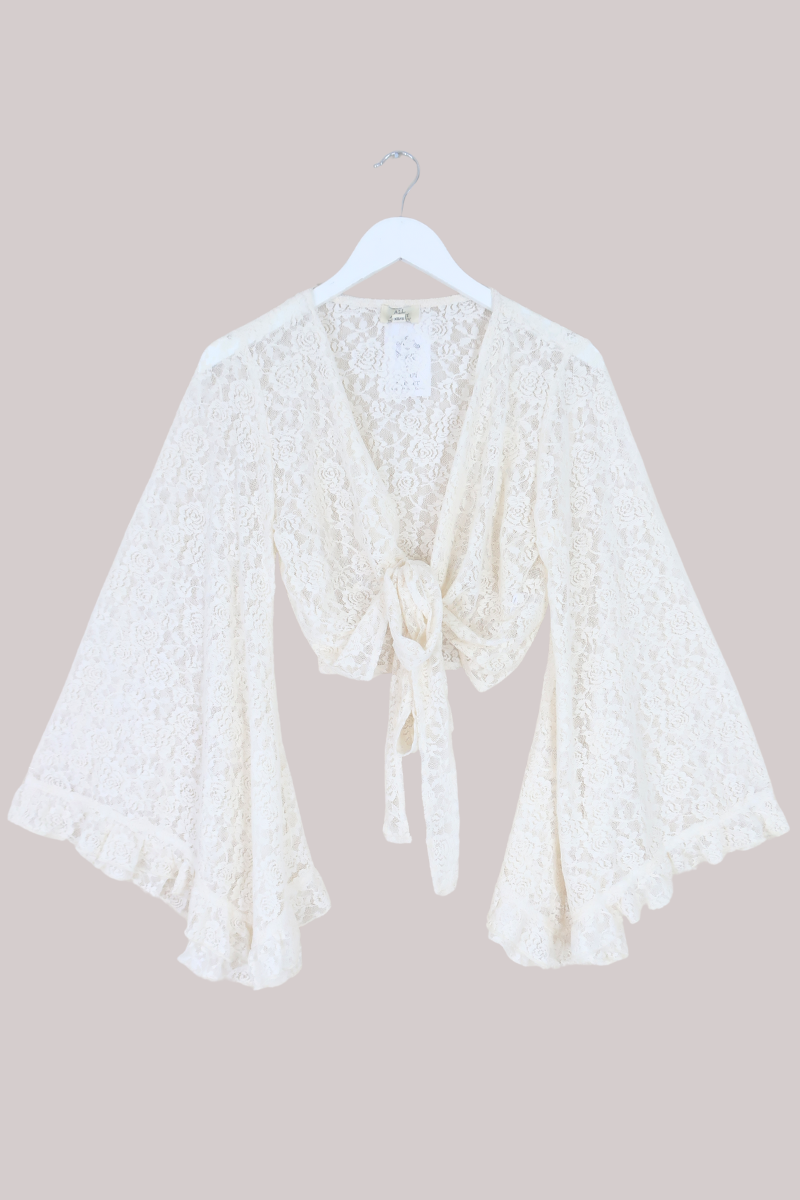 Venus Wrap Top in Parchment Cream Lace