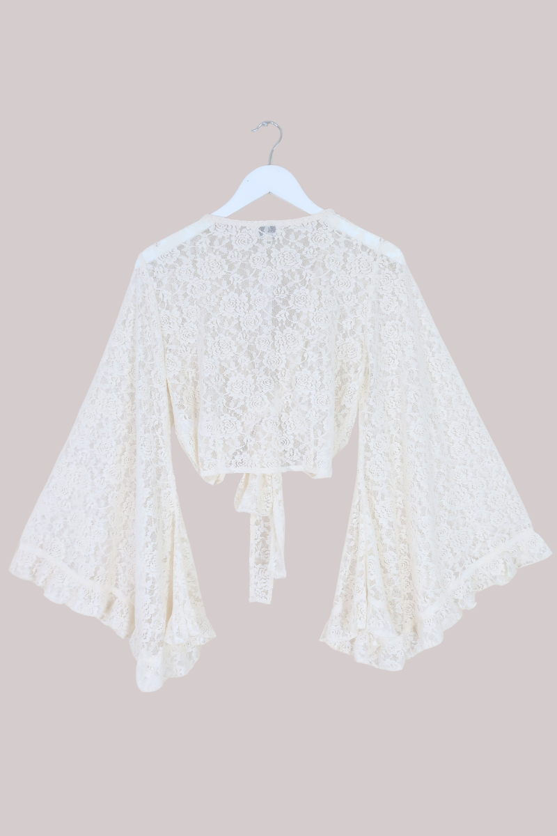 Venus Wrap Top in Parchment Cream Lace