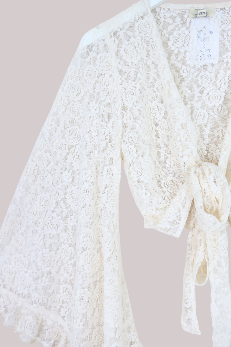 Venus Wrap Top in Parchment Cream Lace