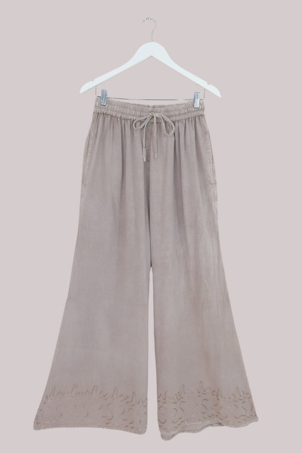 Indian Wide Leg Trousers in Maple White - Free Size