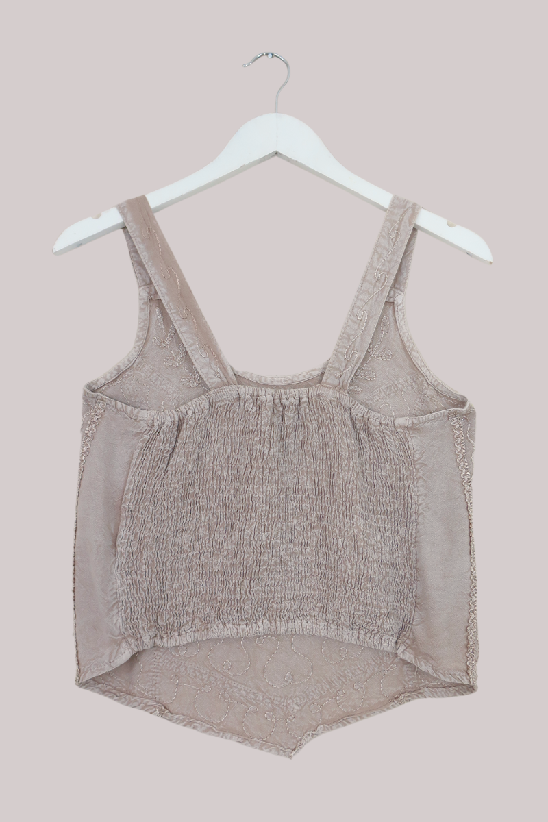 Embroidered Handkerchief Top in Maple White - Free Size