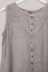 Embroidered Waistcoat Vest Top in Maple White - Free Size