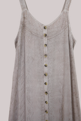 Indian Button-Up Maxi Sundress with Maple Wave Embroidery - Free Size by All About Audrey