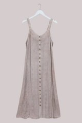 Indian Button-Up Maxi Sundress with Maple Wave Embroidery - Free Size by All About Audrey