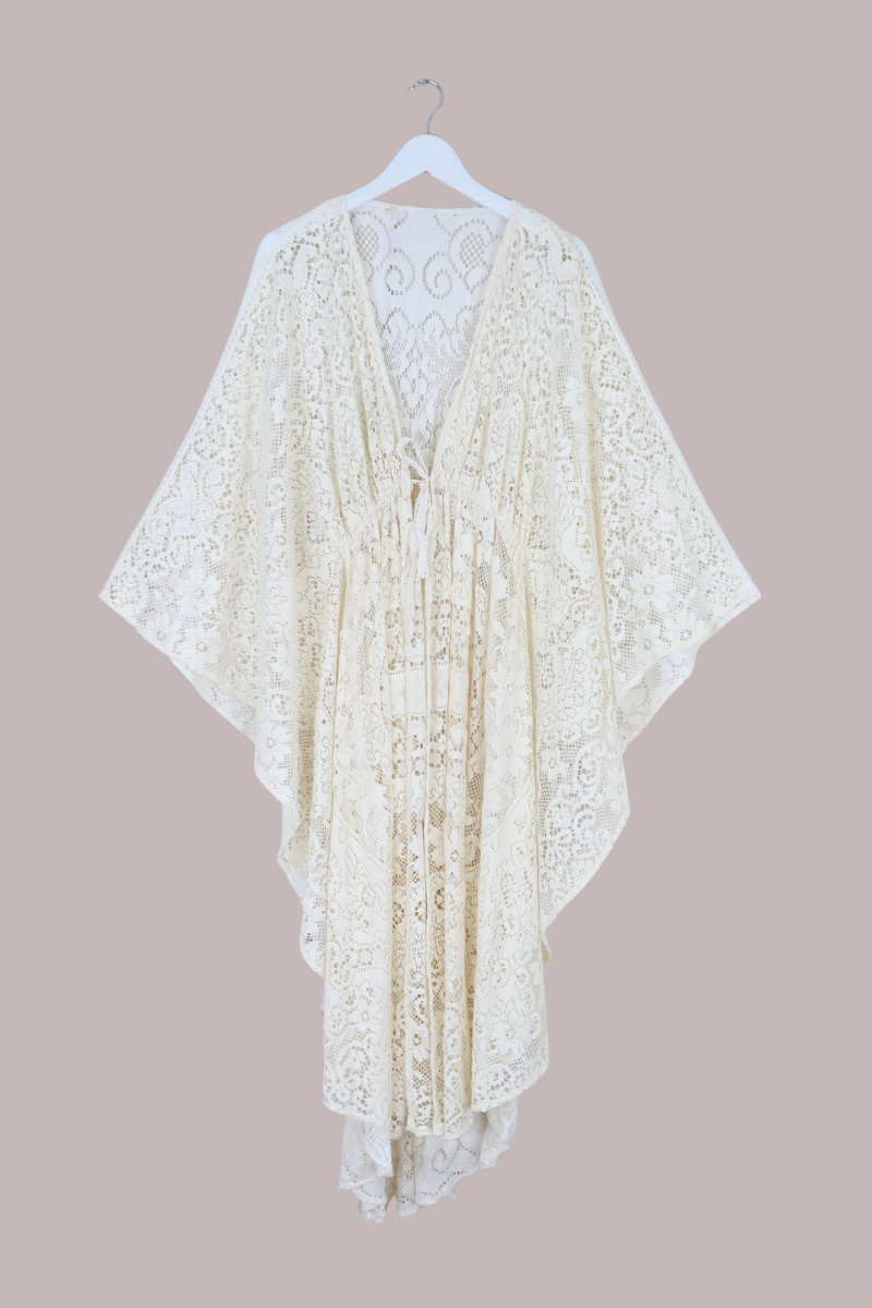 Carlotta Butterfly Robe in Lighthouse Cream Lace - Free Size