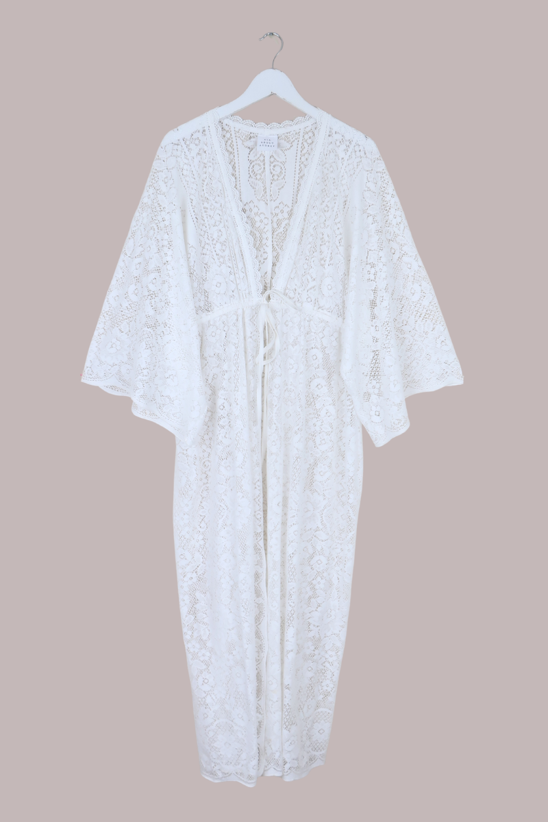 Ramona Robe in Chrysanthemum White Lace - Free Size