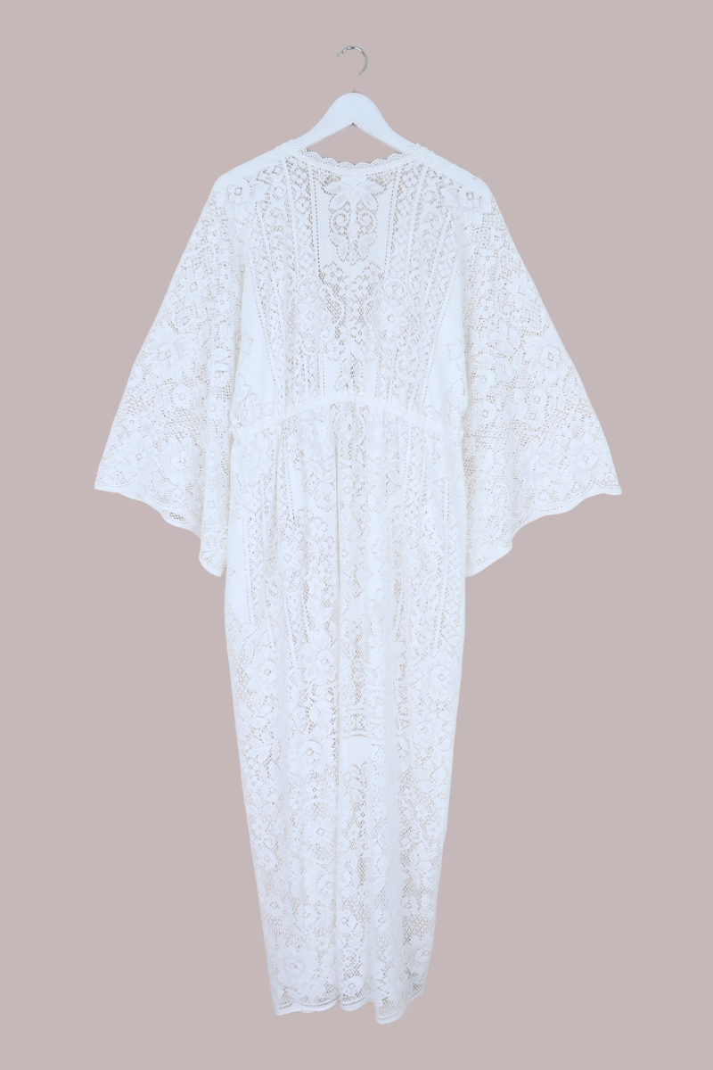 Ramona Robe in Chrysanthemum White Lace - Free Size