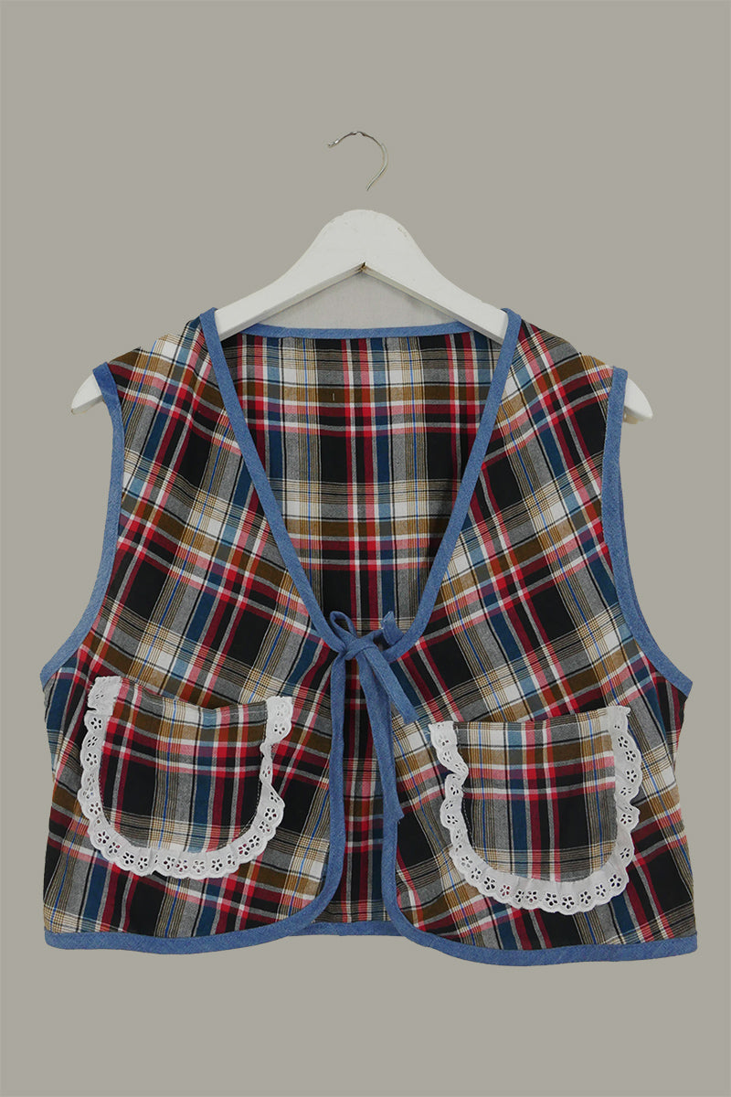 Willa Reclaimed Flannel Waistcoat - Harvest Moon Tartan - Size M/L by All About Audrey