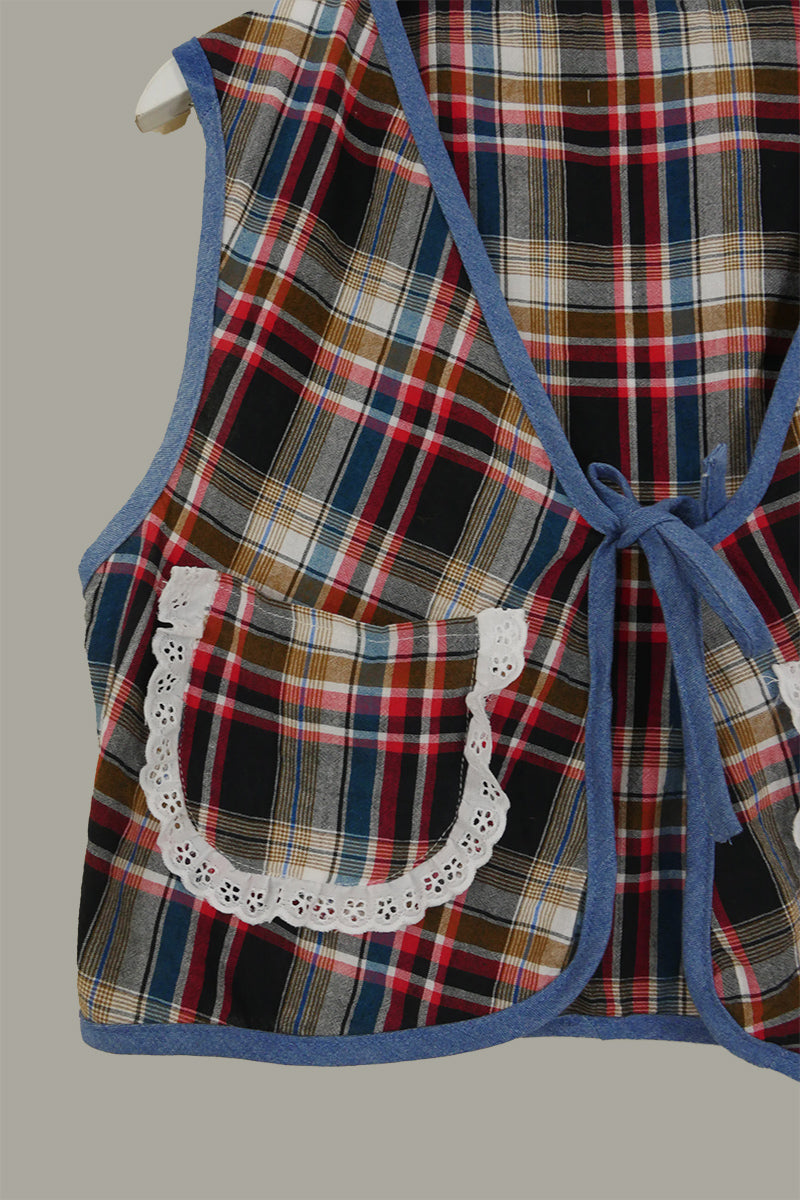 Willa Reclaimed Flannel Waistcoat - Harvest Moon Tartan - Size M/L by All About Audrey