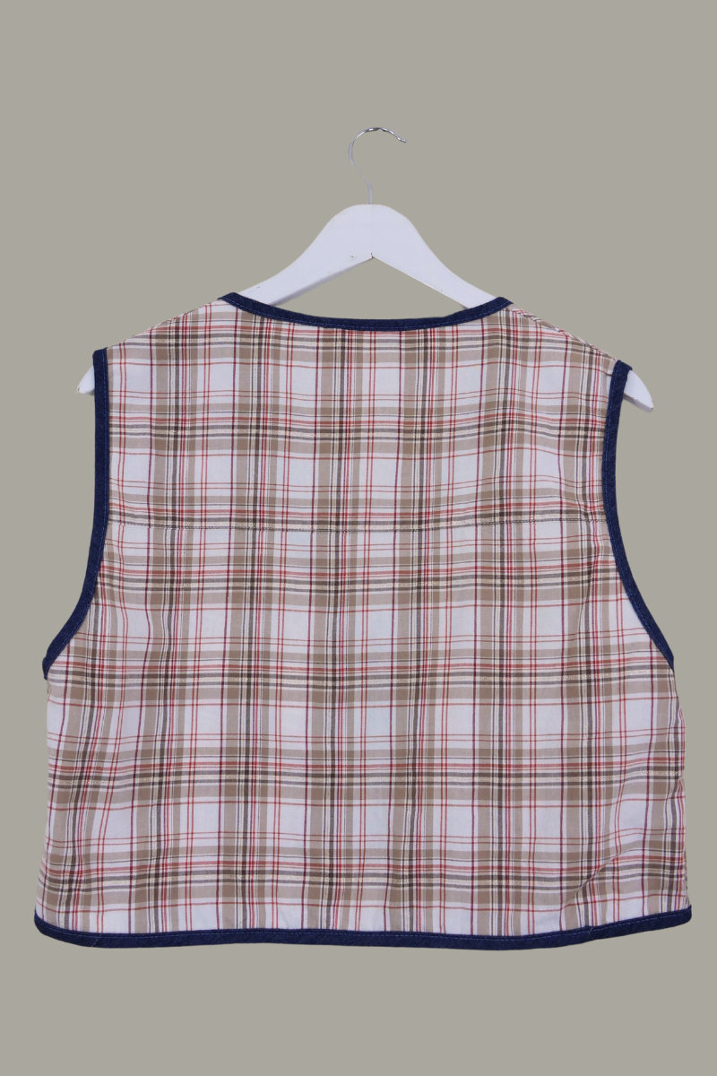 Willa Reclaimed Flannel Waistcoat - Golden Picnic Plaid - Size M/L by All About Audrey