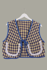 Willa Reclaimed Flannel Waistcoat - Beach Blanket Plaid - Size M/L by All About Audrey