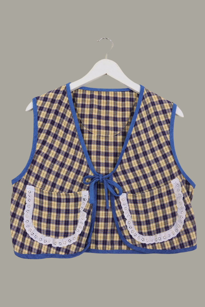Willa Reclaimed Flannel Waistcoat - Beach Blanket Plaid - Size M/L by All About Audrey