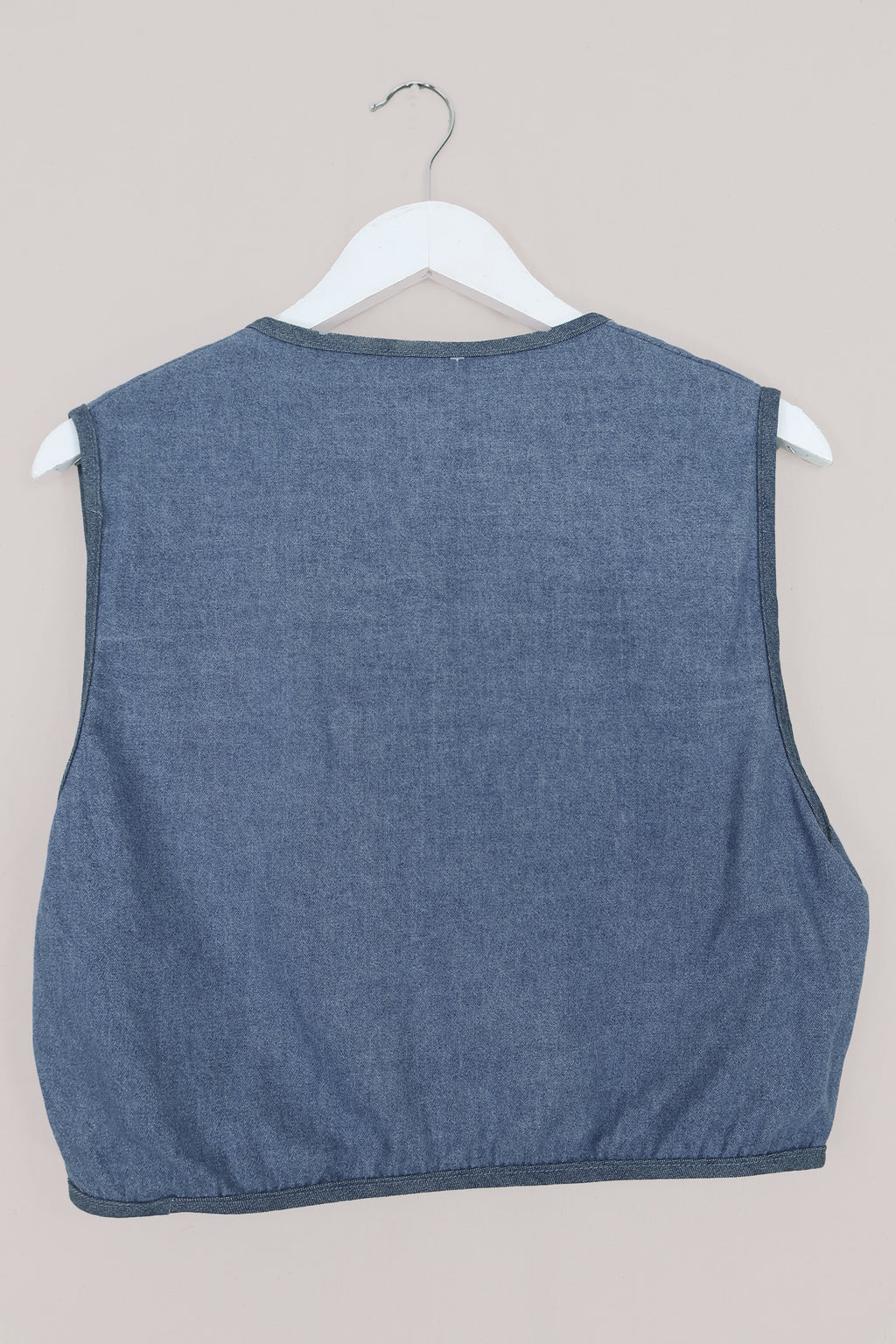 Willa Reclaimed Denim Waistcoat - Shisha Flower Embroidery - Size M by All About Audrey