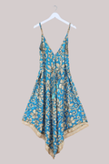 Winona Vintage Sari Jumpsuit in Adonis Teal - Size L