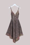 Winona Vintage Sari Jumpsuit in Antique Brown Florals - Size L
