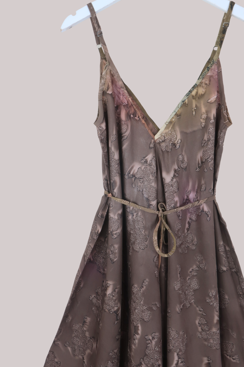 Winona Vintage Sari Jumpsuit in Antique Brown Florals - Size L