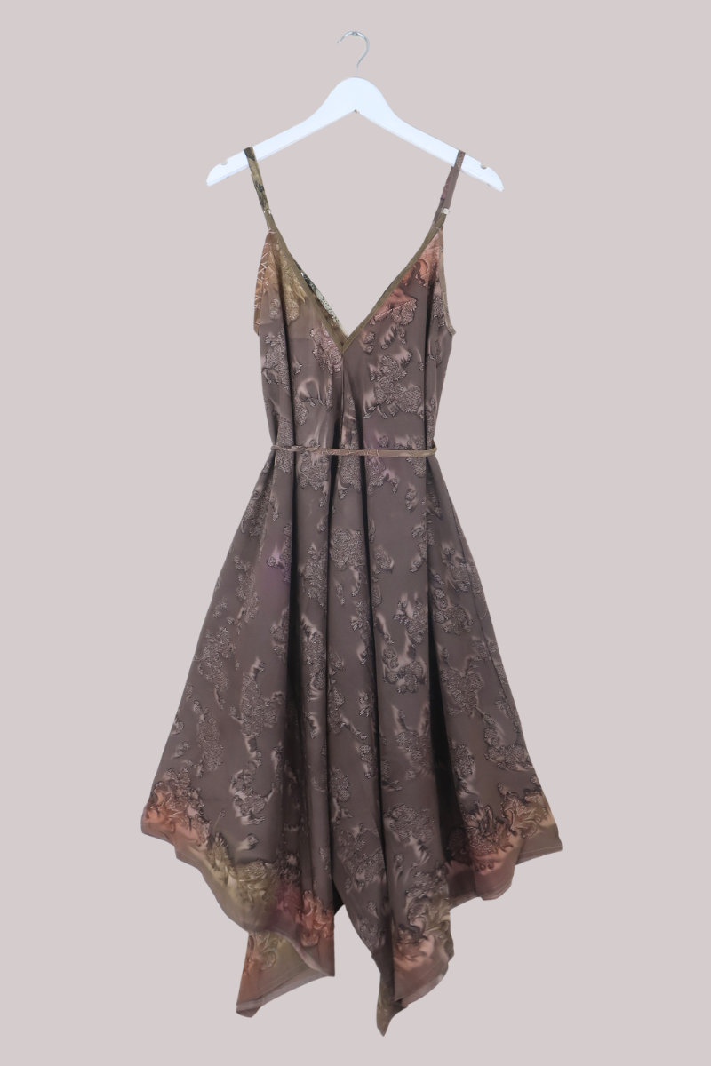 Winona Vintage Sari Jumpsuit in Antique Brown Florals - Size L