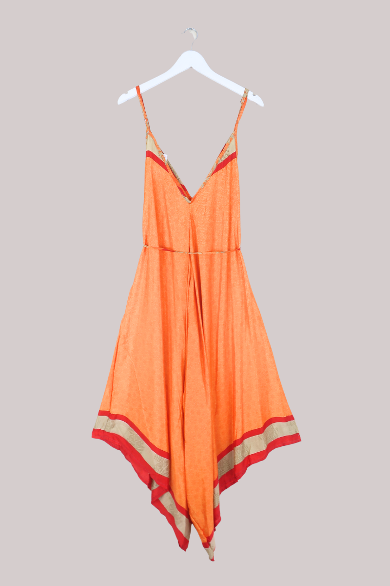 Winona Vintage Sari Jumpsuit in Blazing Orange - Size L
