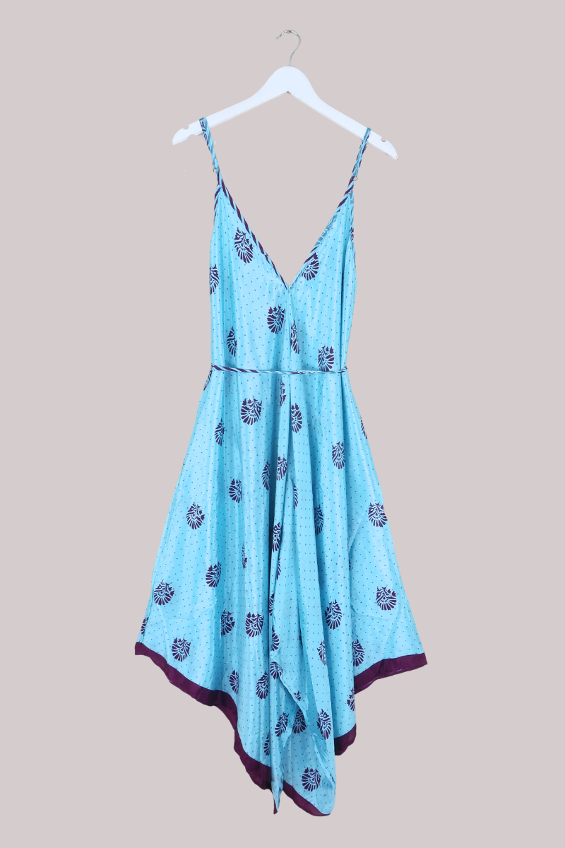 Winona Vintage Sari Jumpsuit in Blueberry Jam - Size L