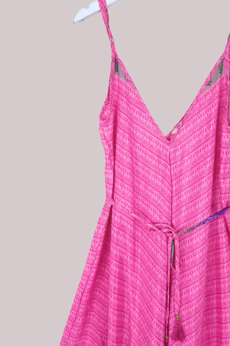 Winona Vintage Sari Jumpsuit in Brilliant Fuchsia - Size M