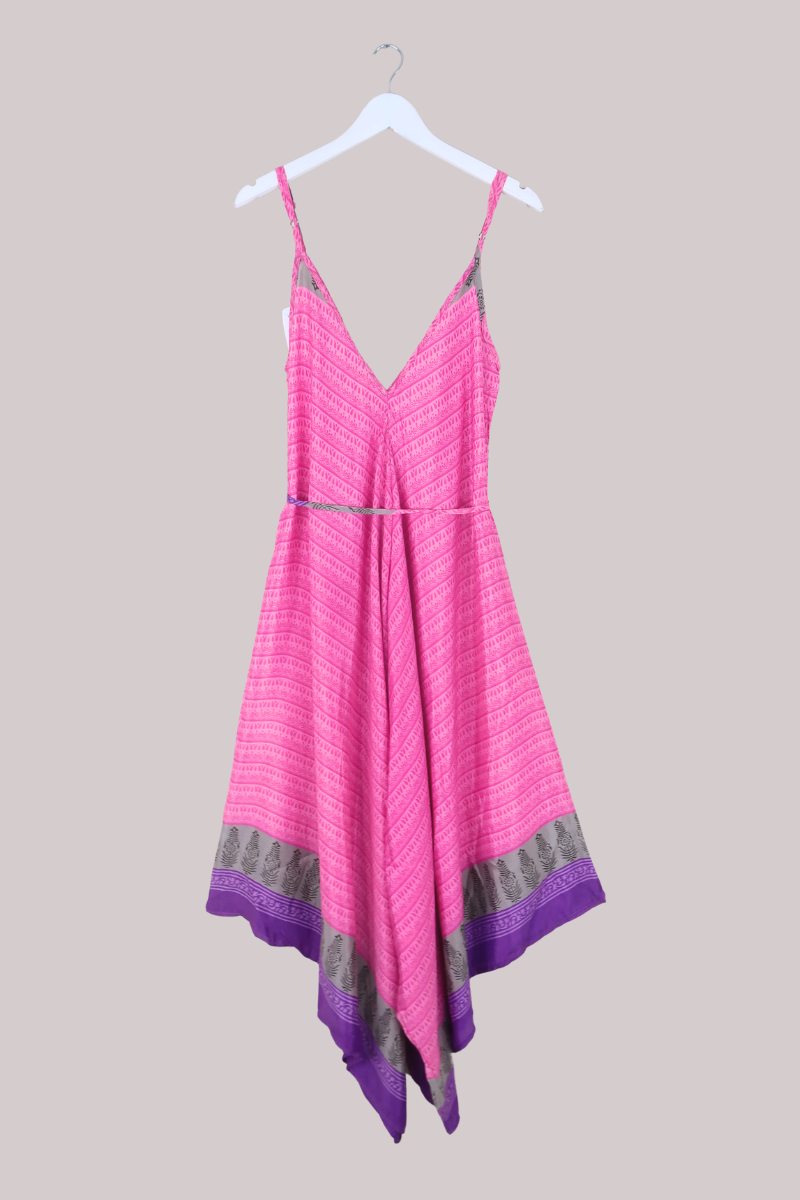Winona Vintage Sari Jumpsuit in Brilliant Fuchsia - Size M