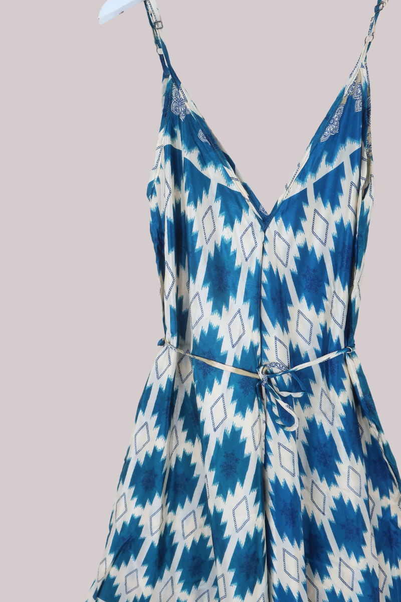 Winona Vintage Sari Jumpsuit in California Blue - Size L