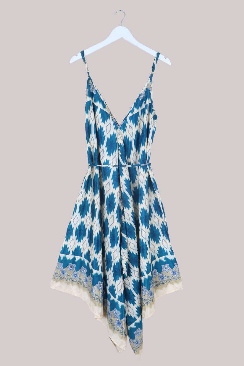 Winona Vintage Sari Jumpsuit in California Blue - Size L