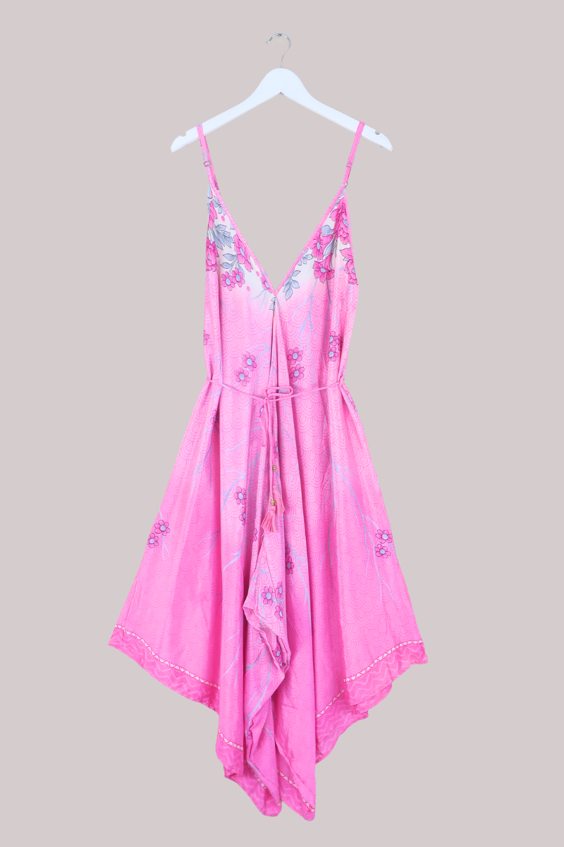 Winona Vintage Sari Jumpsuit in Candy Pink Cosmos - Size L