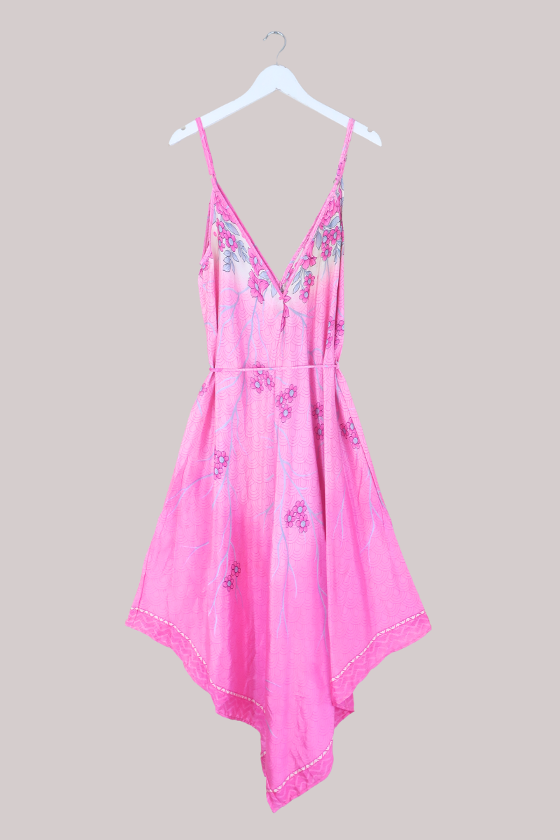 Winona Vintage Sari Jumpsuit in Candy Pink Cosmos - Size L