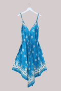 Winona Vintage Sari Jumpsuit in Clear Blue Waters - Size L