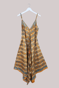 Winona Vintage Sari Jumpsuit in Copper & Pewter - Size L