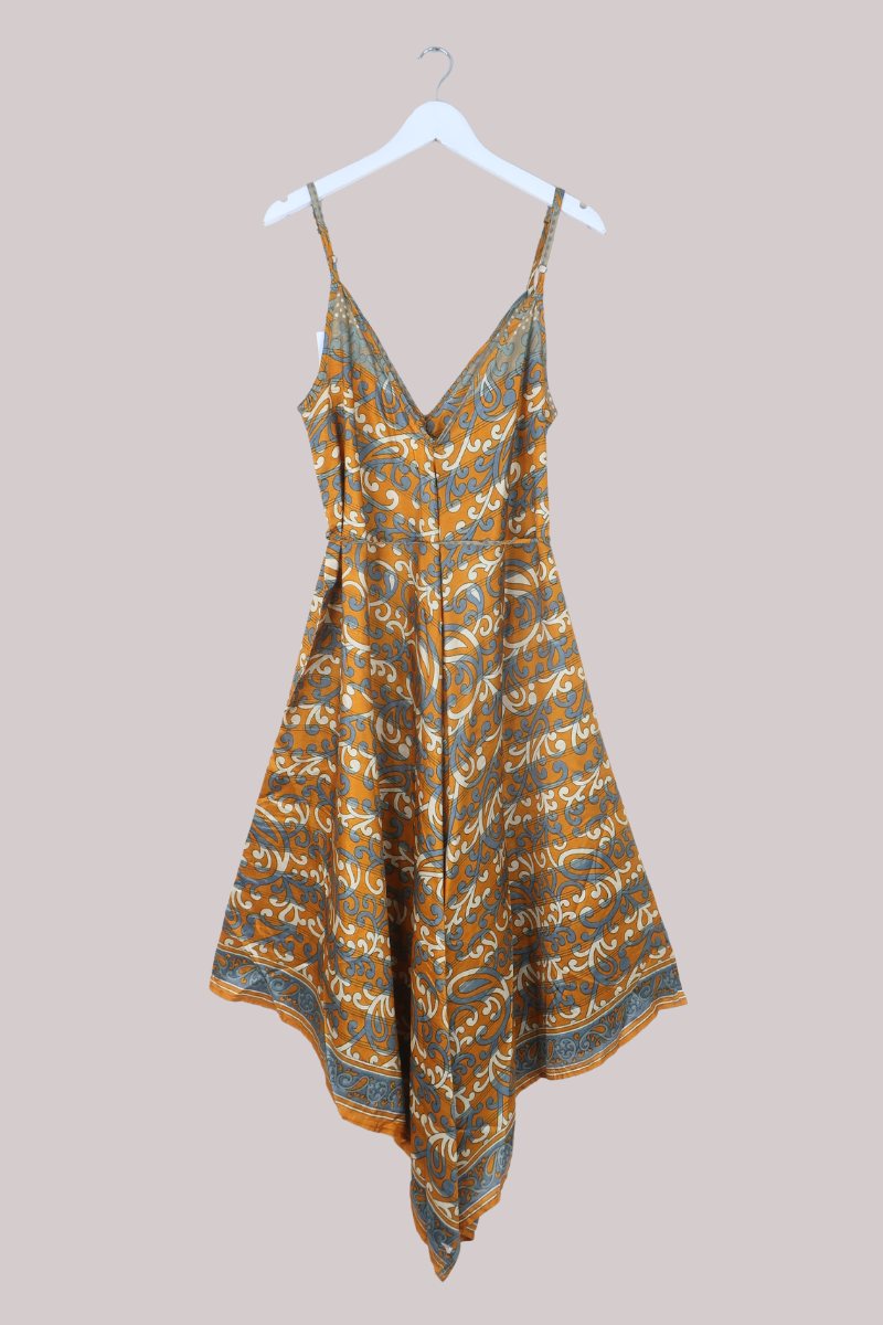 Winona Vintage Sari Jumpsuit in Copper & Pewter - Size L