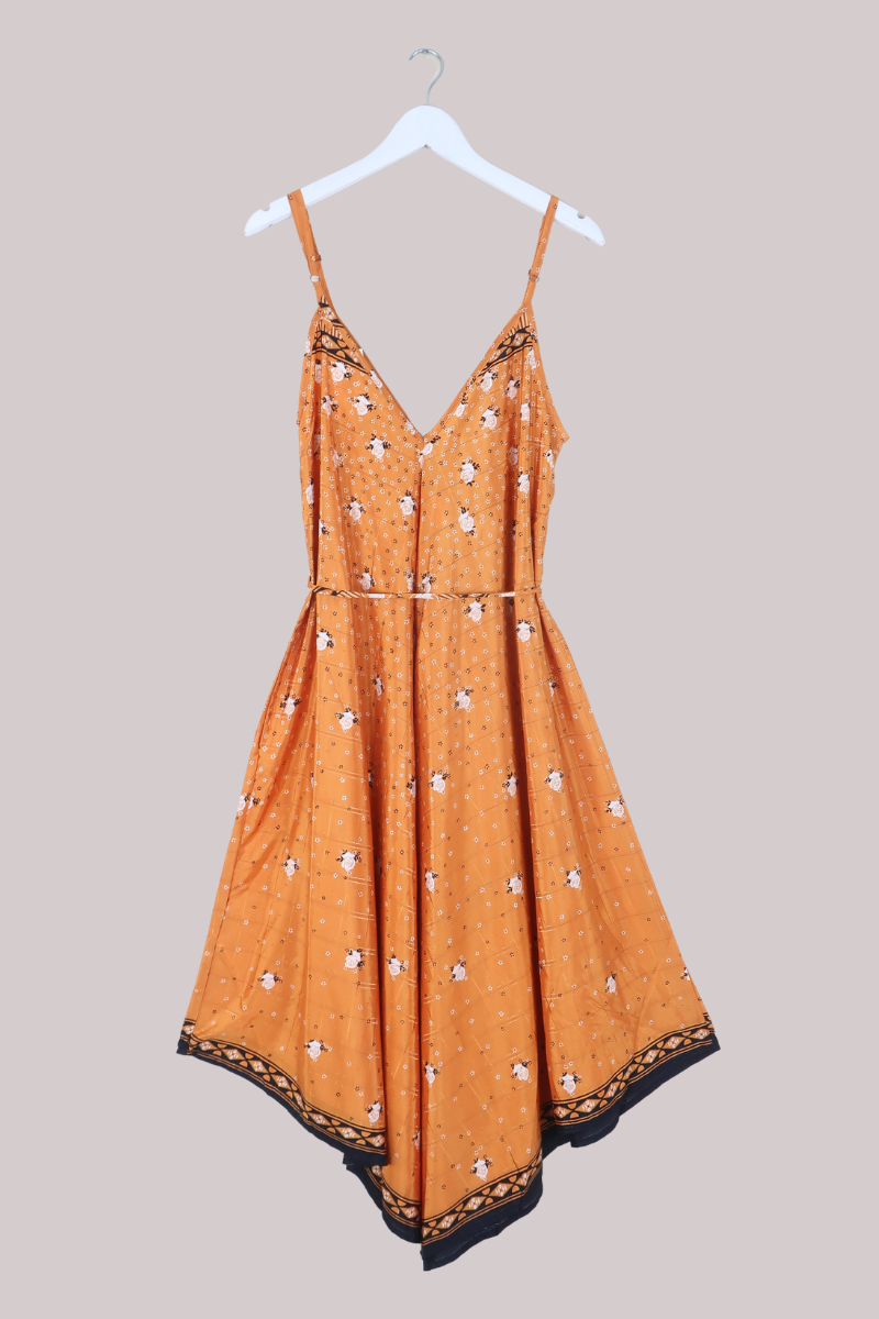 Winona Vintage Sari Jumpsuit in Copper Roses - Size M