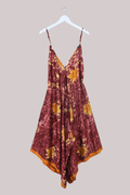 Winona Vintage Sari Jumpsuit in Crimson & Clover - Size L