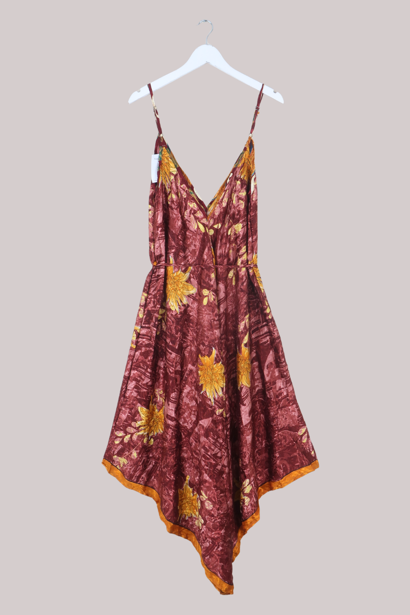 Winona Vintage Sari Jumpsuit in Crimson & Clover - Size L