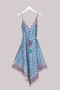 Winona Vintage Sari Jumpsuit in Diamond Blue Mosaic - Size L