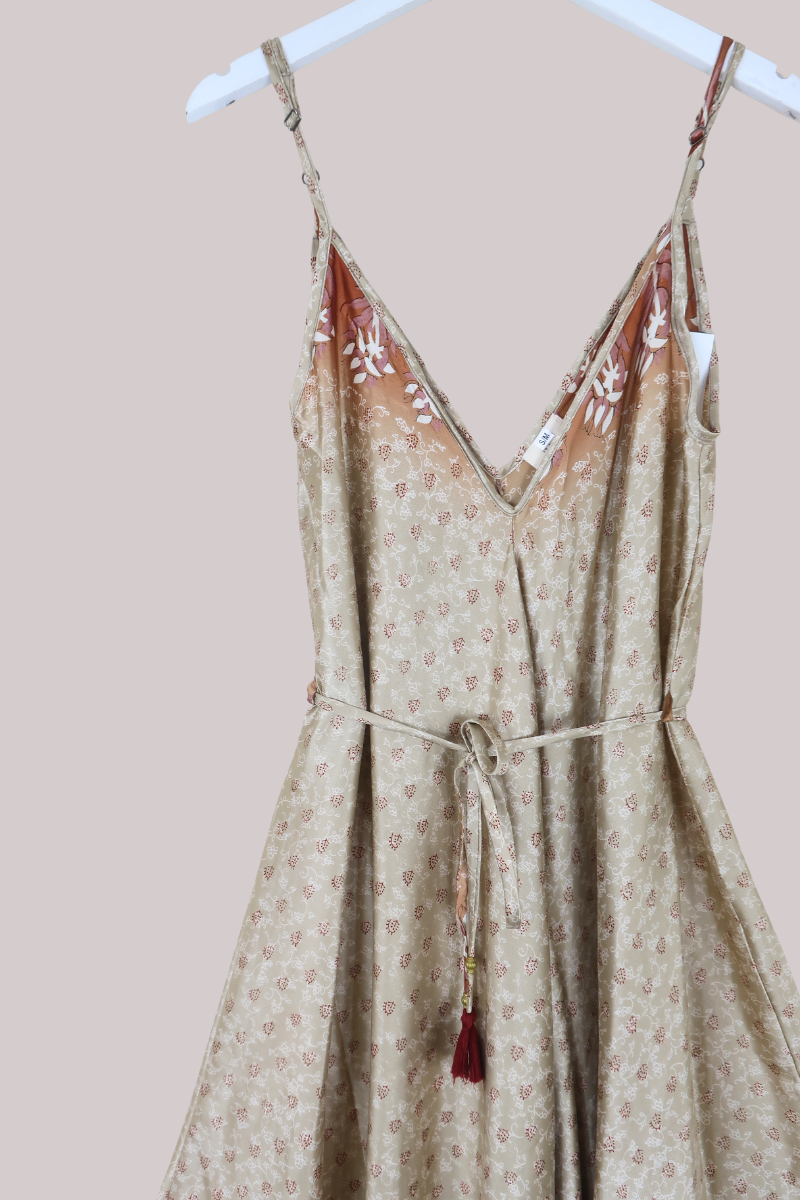 Winona Vintage Sari Jumpsuit in Glass Sand Florals - Size M