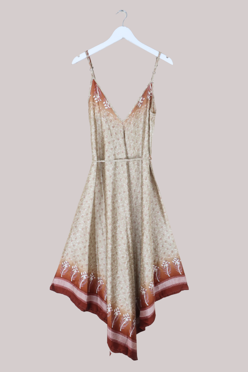 Winona Vintage Sari Jumpsuit in Glass Sand Florals - Size M