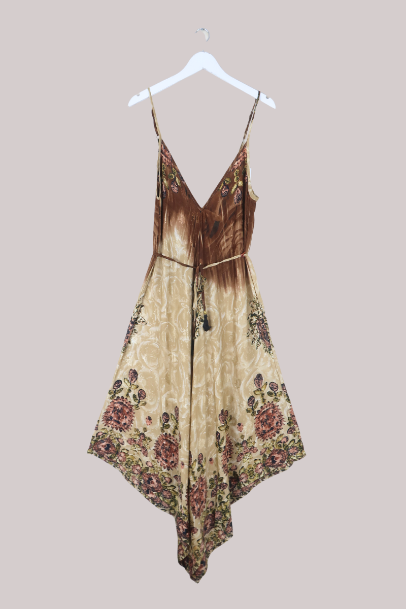 Winona Vintage Sari Jumpsuit in Golden Sand Floral - Size M