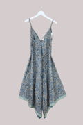 Winona Vintage Sari Jumpsuit in Hazy Blue Ceramics - Size M