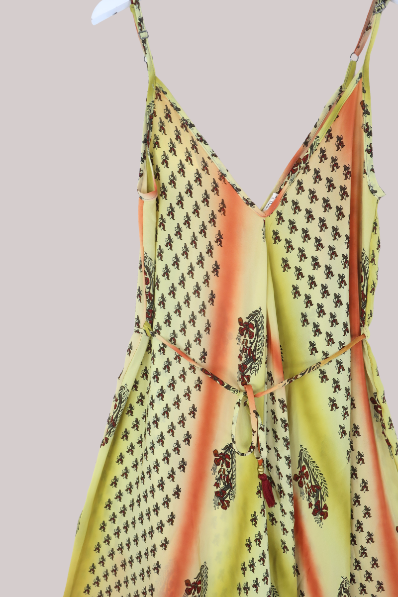 Winona Vintage Sari Jumpsuit in Hues Of Sunrise - Size M