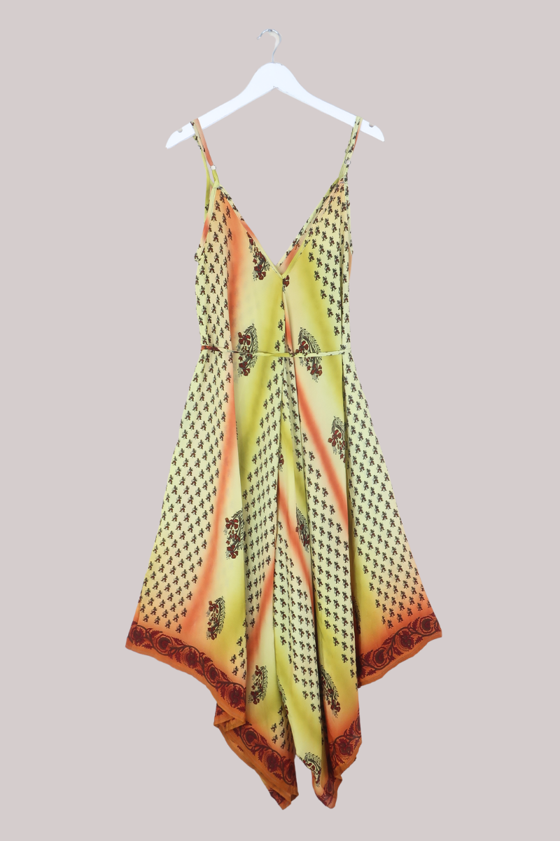 Winona Vintage Sari Jumpsuit in Hues Of Sunrise - Size M