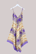 Winona Vintage Sari Jumpsuit in Indigo Magnolias - Size M