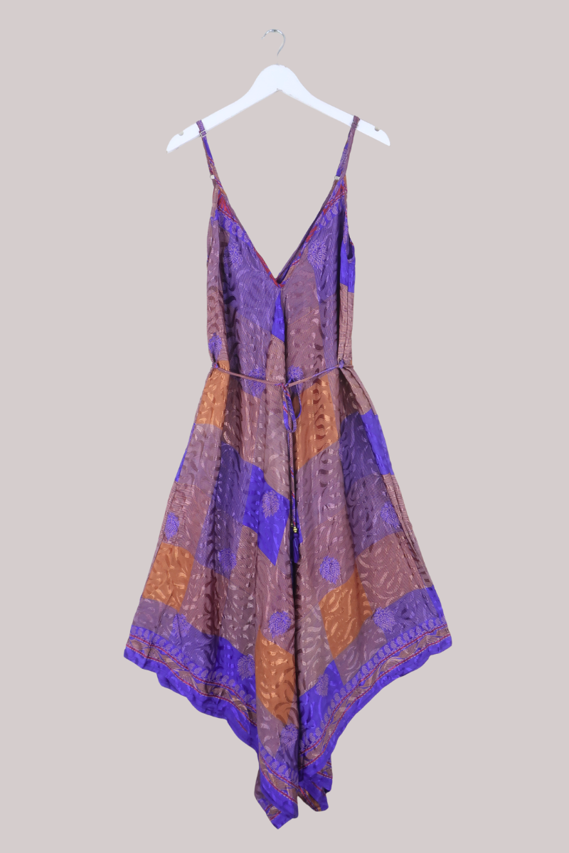 Winona Vintage Sari Jumpsuit in Indigo Patchwork - Size L