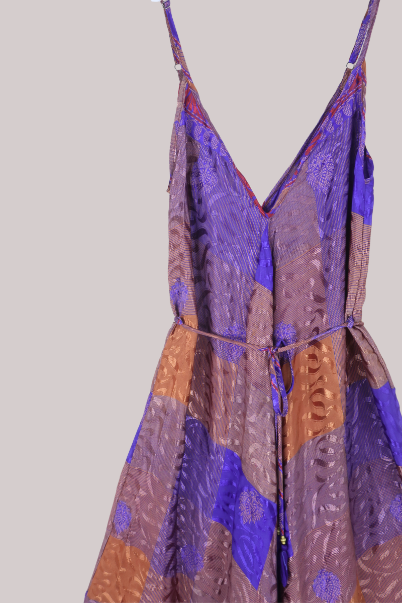 Winona Vintage Sari Jumpsuit in Indigo Patchwork - Size L