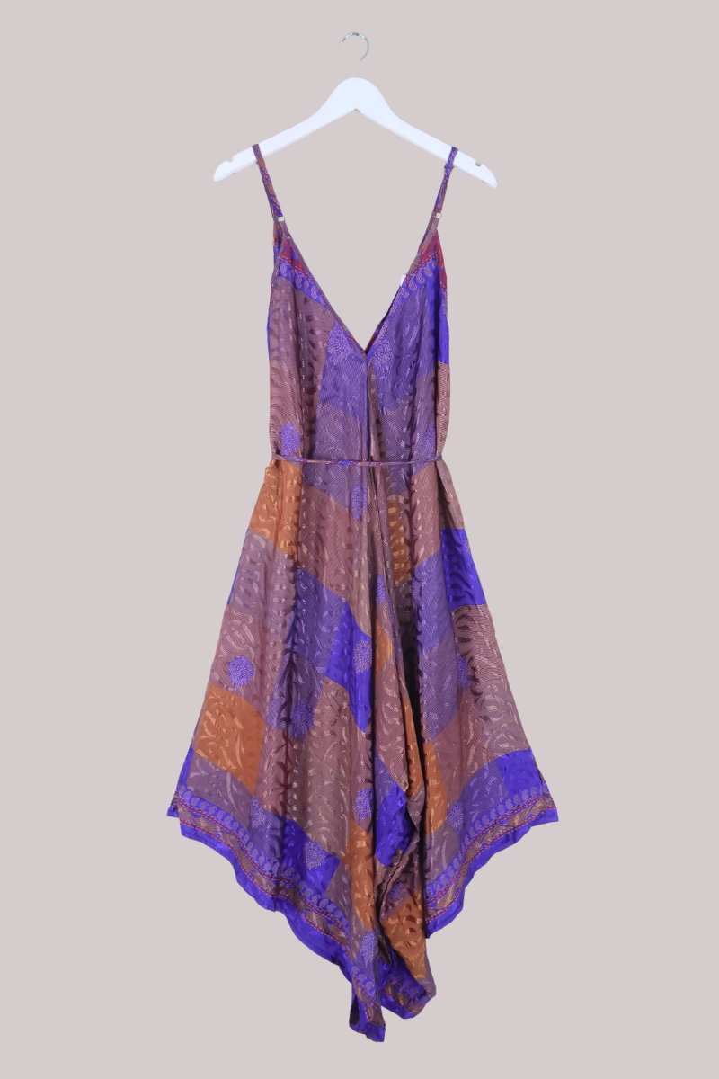 Winona Vintage Sari Jumpsuit in Indigo Patchwork - Size L
