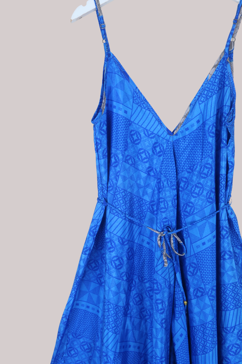 Winona Vintage Sari Jumpsuit in Ionian Sea Tiles - Size L