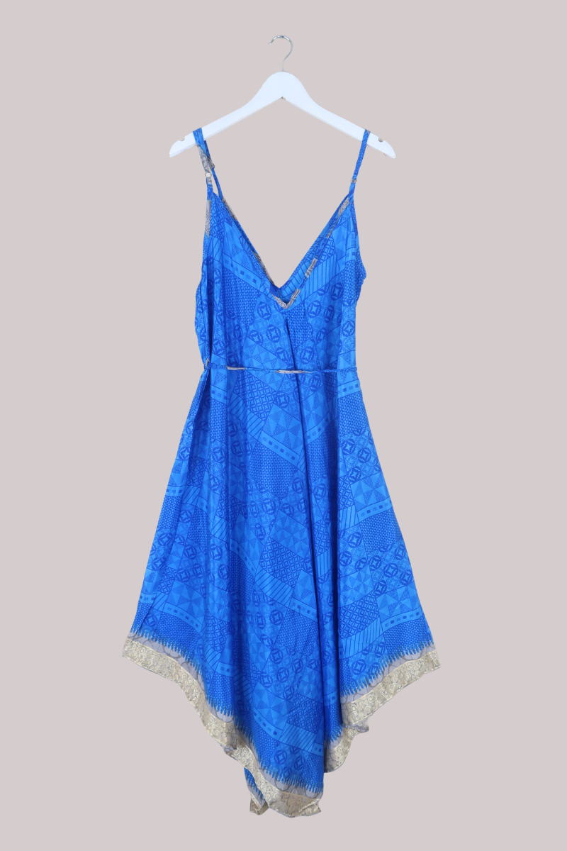 Winona Vintage Sari Jumpsuit in Ionian Sea Tiles - Size L