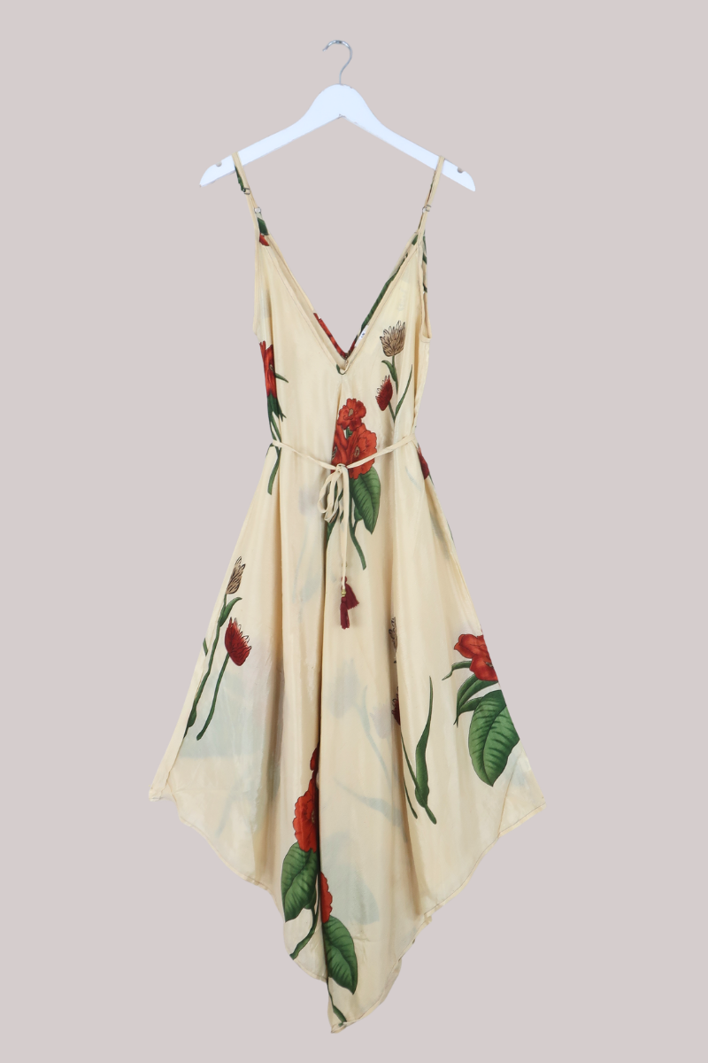 Winona Vintage Sari Jumpsuit in Ivory & Orange - Size M